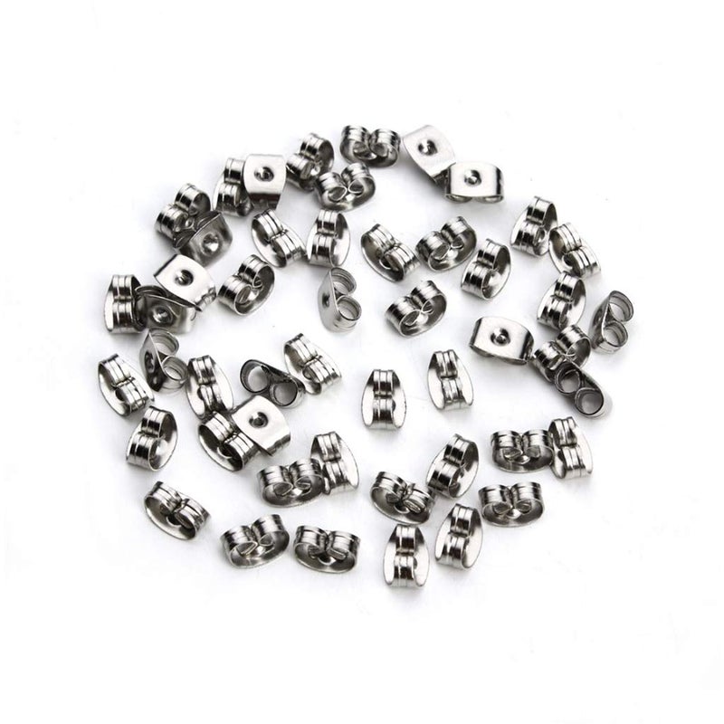 Chunney 300 Pieces Stainless Steel Butterfly Earring Backs (Silver 6x4.5mm) - Image 4